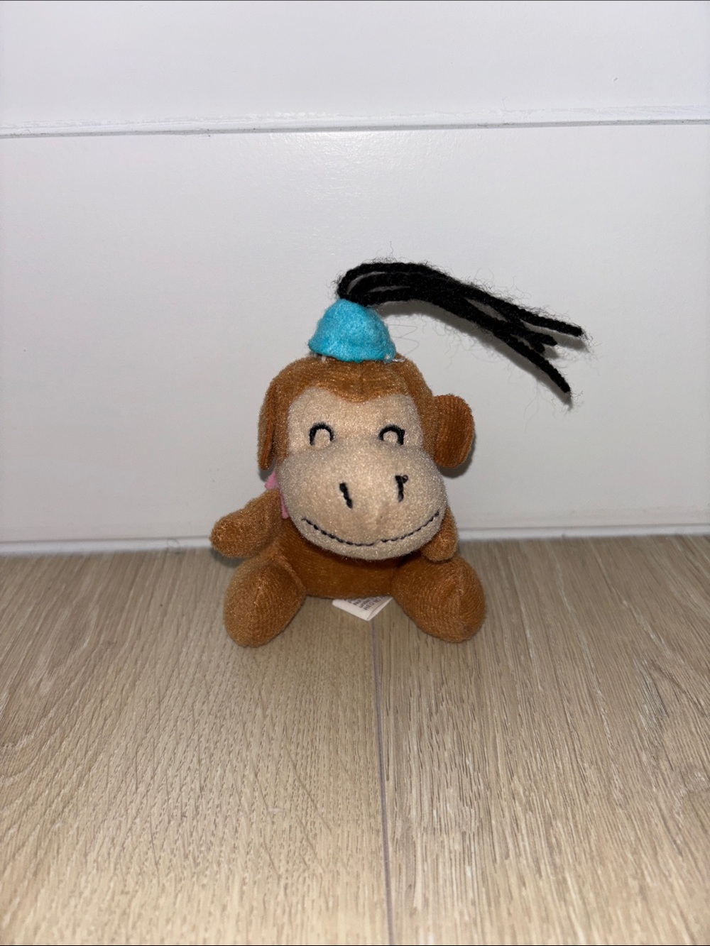 Brown Monkey Plush Keychain with Blue Hat - Kids Toy